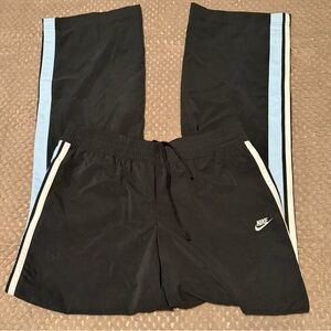 Nike Women’s Black Sweatpants with Light Blue & White Stripe Detail